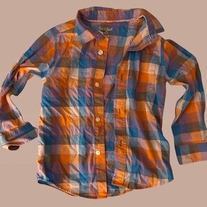 Plaid Kids Shirt - Orange and Blue